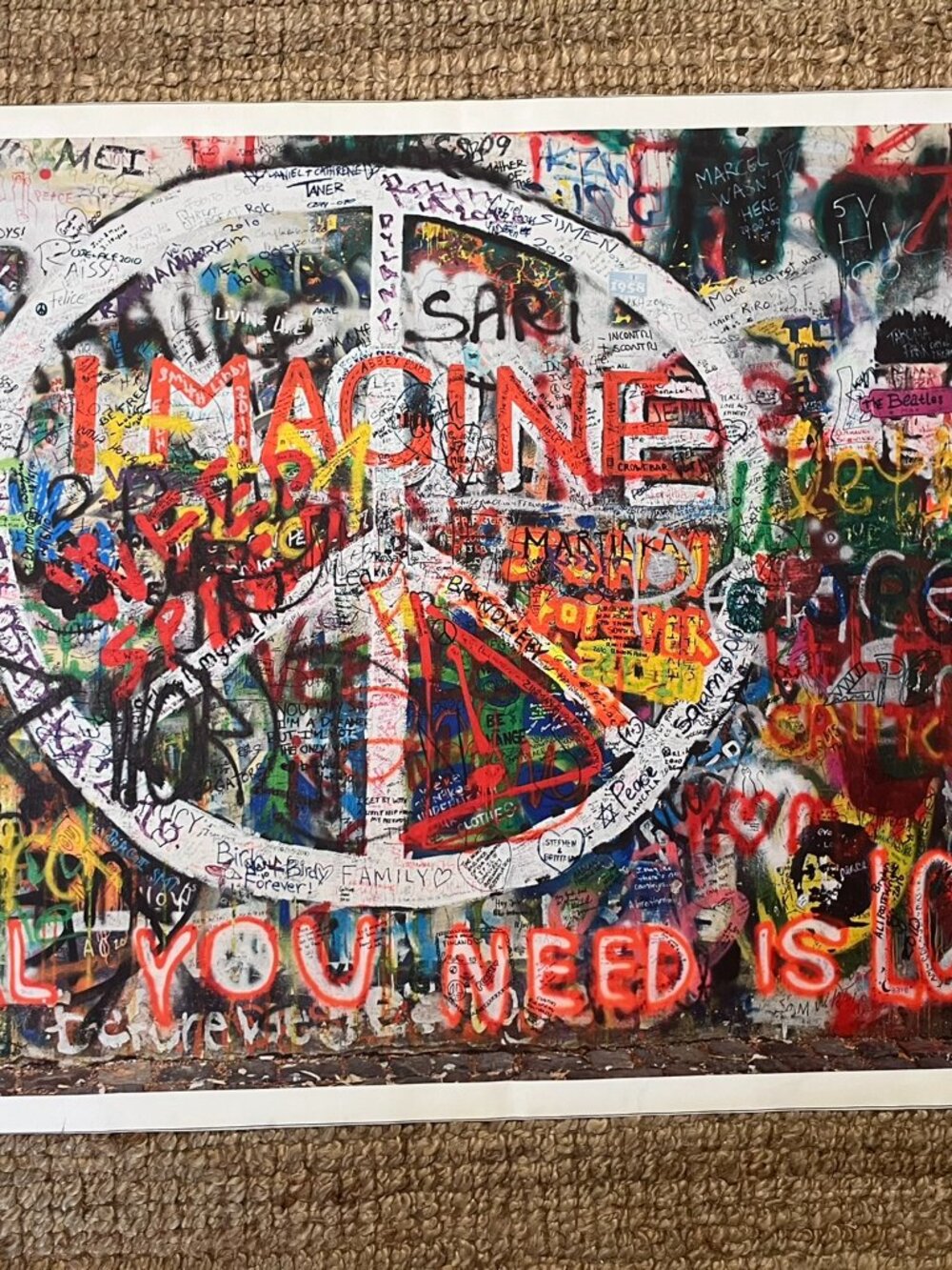 The Beatles Large Fabric Poster Imagine All You Need Is Love 34x50 Retro